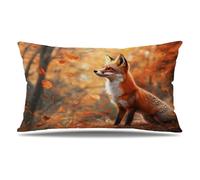 Housse de Coussin Renard Taie d'oreiller 60x90 cm Lot de 1 en Velours Coussin Decoratif Impression Double Face avec Fermeture éclair Invisible Taie Oreiller, Decoration Maison Salon, Automne T9-257