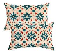 Housse de Coussin Rétro 40x70 cm en Velours Taie D'Oreiller Lot de 2 Housses de Coussins Fleur Géométriques Décoratifs Housse Coussin Canape Décoration Taie Oreiller pour Chambre Maison Salon -SC179