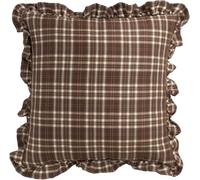Housse de Coussin Reversible 45x45 cm à Volants Doux, Double Face Décor Style Campagne pour Canapé Salon Chambre, Tissu Polyester Lavable en Machine(Brown,18"x18"(Pack of 6))