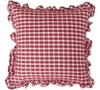 Housse de Coussin Reversible 45x45 cm à Volants Doux, Double Face Décor Style Campagne pour Canapé Salon Chambre, Tissu Polyester Lavable en Machine(Red,18"x18"(Pack of 1))