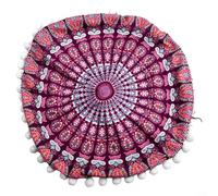 Housse de coussin ronde à motif bohème vivant - 43 x 43 cm - Pour diverses utilisations de décoration (#1)
