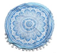 Housse de coussin ronde de 43 cm de style bohème - Motif imprimé des deux côtés - Pour la maison et l'hôtel (#4)