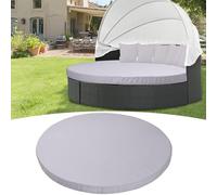 Housse de coussin ronde d'extérieur - Housse de rechange ajustée avec bande élastique, facile à installer, pour lit de terrasse de 167,6 cm, gris et résistante aux intempéries
