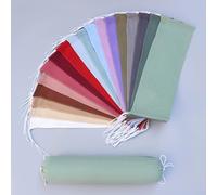 Housse de coussin ronde en coton et lin de couleur unie avec cordon de serrage - Taie d'oreiller cylindrique en rouleau - Housse uniquement, facile à enlever (10 x 45 cm, beige)