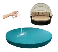 Housse de coussin ronde imperméable de rechange pour matelas d'extérieur pour chaise longue et transat - Durable et élégante - Bleu et vert