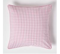 HOMESCAPES Housse de coussin Rose à carreaux Vichy en coton, Housse de coussin décoratif 60x60 cm