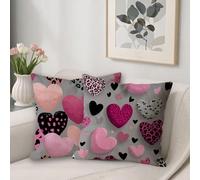 Housse de Coussin Rose Amour Taie Oreiller 75x75 Double Face Velours Decoratif Coussin Canape Lot de 2 Imperméable Taie Oreiller pour Chambre Maison Automne Jardin Exterieur Decoration P-256