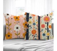 Housse de Coussin Rose Housse Coussin Exterieur Fleur, Taie d'oreiller 40x80cm Protege Oreiller Lot de 2 Tissu Velours Doux Lavable avec Fermeture éclair Invisible Pour Salon Chambre Décoration R1-793