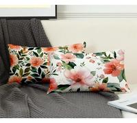 Housse de Coussin Rose Taie d'oreiller 30x50 Lot de 2, Taie Oreiller Fleurs de Cerisier Coussin Rectangulaire Double Face Impermeable avec Fermeture Éclair Invisible pour Decoration Maison -ly2508AC