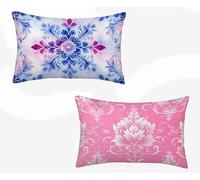 Housse de Coussin Rose Taie D'Oreiller 40 x 60cm Lot de 2, Taie Oreiller William Morris Coussin Rectangulaire Double Face Impermeable Design avec Fermeture Éclair Invisible, Decoration Maison -jn6250