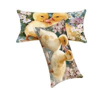Housse de Coussin Rose Taie Oreiller 30x50cm Animal Coussin Exterieur Impermeable Lin Housse de Coussin Lot de 2, Fermeture éclair Invisible Lavable Facile Nettoyer pour Jardin Balcon Décoration C0C7