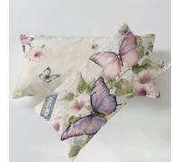 Housse de Coussin Rose Taie Oreiller 40x60 cm Papillon Taie d'oreiller Housse Coussin Decoratif Velours Taie Oreiller Lot de 2 Fermeture éclair Invisible Lavable pour Décoration Intérieure C0C1123