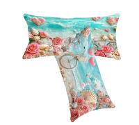 Housse de Coussin Rose Taie Oreiller 40x60cm Fleurs Coussin Exterieur Impermeable Velours Housse de Coussin Lot de 2, Fermeture éclair Invisible Facile à Nettoyer pour Jardin Balcon Décoration C0C9