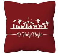 Housse de Coussin Rouge de Noël 45x45 cm, Joyeux Noël Jésus Sainte Nuit Croix Joie Étoile de Bethléem Décorations de Noël, Housse de Coussin décorative hivernale pour Chambre