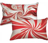 Housse de Coussin Rouge Housse Coussin Exterieur Lin Abstrait Taie Oreiller 70x90 Lot de 2 Double Face Impression avec Fermeture Eclair Caché pour Jardin Decoration Chambre Salon Cadeau Femme,Model428