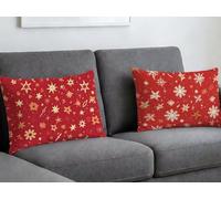 Housse de Coussin Rouge Oreiller 60x80 Lot de 2 Velours Coussin Flocon De Neige,2026 Nouveau Rectangulaire Impression Recto Verso Taie Oreiller pour Decoration Maison Intérieur Canapé Chambre O-156LQ