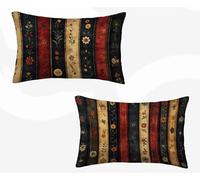 Housse de Coussin Rouge Taie D'Oreiller 70 x 90cm Lot de 2, Taie Oreiller RéTro Coussin Rectangulaire Double Face Impermeable Design avec Fermeture Éclair Invisible pour Decoration Maison -zjn2602XM