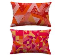 Housse de Coussin Rouge Taie Oreiller 80x100 Lot de 2 Rectangulaire Coussin Géométrie,2026 Nouveau Velours Impression Recto Verso Protege Oreiller pour Maison Décoration Canapé Salon Chambre O-55C