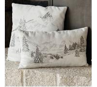 Housse de Coussin Sapins Enneigés Gris clair 30x50 cm