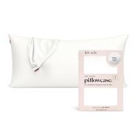 Housse de Coussin Satin Kitsch avec Fermeture Éclair pour Cheveux et Peau, Plus Douce Que la Soie, Housse Refroidissante, Lavable en Machine, Anti-Rides, Satin Taille King (19x36) - Ivoire