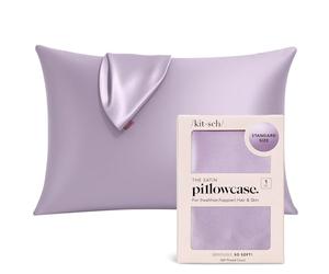 Housse de Coussin Satin Kitsch avec Fermeture Éclair pour Cheveux & Peau - Plus Douce Que la Soie, Housse Lisse Refroidissante, Lavable en Machine, Anti-Rides - Queen/Standard (19x26) - Lavande.