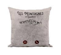 Housse de Coussin Similicuir Camel - Les Montagnes m'appellent Outdoor Aventure - 40 x 40 cm Toucher Cuir