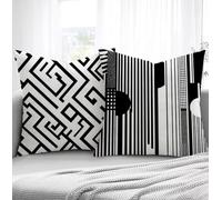 Housse de Coussin Simple Housse Coussin Exterieur Bande, Taie d'oreiller 40x80cm Protege Oreiller Lot de 2 Tissu Velours Doux Lavable avec Fermeture éclair Invisible Pour Chambre Décoration R1-784