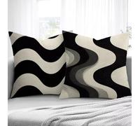 Housse de Coussin Simple Housse Coussin Exterieur Bande, Taie d'oreiller 45x45cm Protege Oreiller Lot de 2 Tissu Velours Doux Lavable avec Fermeture éclair Invisible Pour Chambre Décoration R1-73