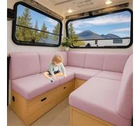 Housse de Coussin Stretch Caravane en Jacquard Antidérapant pour Banquette | Pour SièGe, Canapé, Camping-Car et Salon IntéRieur, Tissu Souple, Lavable, Facile à Installer (Rose,L 150-190cm W 50-65cm)