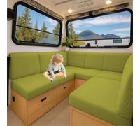 Housse de Coussin Stretch Caravane en Jacquard Antidérapant pour Banquette | Pour SièGe, Canapé, Camping-Car et Salon IntéRieur, Tissu Souple, Lavable, Facile à Installer(Jaune-vert,L 60-95cm W 20-35cm)