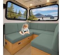 Housse de Coussin Stretch Caravane en Jacquard Antidérapant pour Banquette | Pour SièGe, Canapé, Camping-Car et Salon IntéRieur, Tissu Souple, Lavable, Facile à Installer(Vert clair,L 65-95cm W 65-95cm)