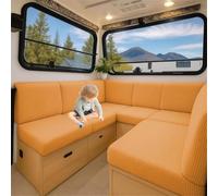 Housse de Coussin Stretch Caravane en Jacquard Antidérapant pour Banquette | Pour SièGe, Canapé, Camping-Car et Salon IntéRieur, Tissu Souple, Lavable, Facile à Installer (Orange,L 150-190cm W 50-65cm)