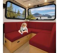Housse de Coussin Stretch Caravane en Jacquard Antidérapant pour Banquette | Pour SièGe, Dossier, Canapé, Camping-Car, Tissu Souple, Lavable, Facile à Installer (Bordeaux,L 65-95cm W 65-95cm)