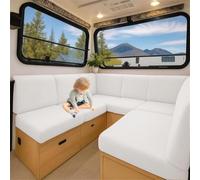Housse de Coussin Stretch Caravane en Jacquard Antidérapant pour Banquette | Pour SièGe, Dossier, Canapé, Camping-Car, Tissu Souple, Lavable, Facile à Installer (Blanc,L 60-95cm W 20-35cm)