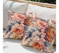 Housse de Coussin Style Chinois Coussin Exterieur Impermeable 40 x 40 cm, Lot de 2 Velours Taie Oreiller Rétro Modèle Housses Canape Carré Taie d'oreiller pour Jardin Chambre Canapé Decoration e719