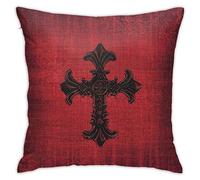 Housse de coussin style médiéval rouge et noir pour canapé, maison, chambre à coucher, voiture, décoration intérieure/extérieure - 45 x 45 cm