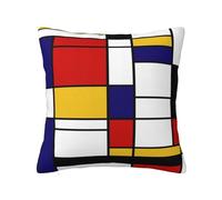Housse de Coussin, taie d'oreiller décorative, Housses de Coussin Douces 40x40 cm pour canapé de Chambre à Coucher, Composition de Couleurs de Style Artistique Mondrian Rouge