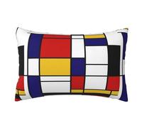 Housse de Coussin, taie d'oreiller décorative, Housses de Coussin Douces 50x76 cm pour canapé de Chambre à Coucher, Composition de Couleurs de Style Artistique Mondrian Rouge