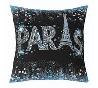 Housse De Coussin Tour Eiffel, Ville Romantique De Paris 45X45Cm Housse Coussin Fermeture Éclair Invisible Respirant Taies D’Oreiller pour Balcon Chaise Salon