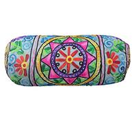 Housse de coussin traversin en coton bohème 46 x 18 cm rond cylindrique Takiya pour yoga, méditation, voyage, coussin de sol brodé, coussin de soutien du dos du cou, taie d'oreiller végétalienne