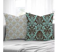 Housse de Coussin Turquoise Housse Coussin Exterieur Modèle, Taie d'oreiller 65x65cm Protege Oreiller Lot de 2 Tissu Velours Doux Lavable avec Fermeture éclair Invisible Pour Chambre Décoration R1-246