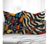 Housse de Coussin Usine Housse Coussin Exterieur Papillon, Taie d'oreiller 65x65cm Protege Oreiller Lot de 2 Tissu Velours Doux Lavable avec Fermeture éclair Invisible Pour Chambre Décoration R1-178