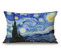 Housse de coussin Van Gogh Jcp13 en coton et lin pour décoration de nuit étoilée - Style rustique - 30,5 x 50,8 cm