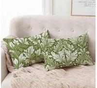 Housse de Coussin Vert Sauge Taie D'Oreiller 30X50 cm Lot de 2, Taie Oreiller William Morris Coussin Rectangulaire Impermeable Design avec Fermeture Éclair Invisible pour Decoration Maison -lsy25012F4
