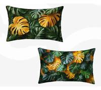 Housse de Coussin Vert Taie D'Oreiller 30X50 cm Lot de 2, Taie Oreiller Feuilles Coussin Rectangulaire Double Face Impermeable Design avec Fermeture Éclair Invisible pour Decoration Maison -zjn260280