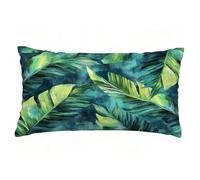 Housse de Coussin Vert Taie d'oreiller 60x90 cm Lot de 1 en Lin Coussin Decoratif Impression Double Face avec Fermeture éclair Invisible Taie Oreiller Rectangulaire, Decoration Automne, Feuille T9-437