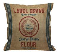 Housse de coussin vintage en toile de jute avec sac de farine, décoration d'intérieur pour homme/femme/garçon/fille, 45 x 45 cm
