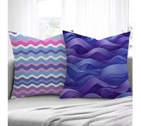 Housse de Coussin Violet Housse Coussin Exterieur Ondulation,Taie d'oreiller 65x65cm Protege Oreiller Lot de 2 Tissu Velours Doux Lavable avec Fermeture éclair Invisible Pour Chambre Décoration R1-183