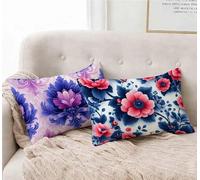 Housse de Coussin Violet Taie d'oreiller 30x50 Lot de 2, Taie Oreiller Motif RéTro Coussin Rectangulaire Impermeable Design avec Fermeture Éclair Invisible pour Decoration Maison Chambre -lsy25012X3