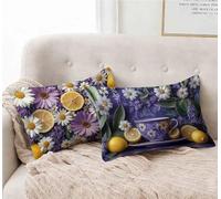 Housse de Coussin Violet Taie d'oreiller 50 x 80 cm Lot de 2, Taie Oreiller ChrysanthèMe Coussin Rectangulaire Impermeable Design avec Fermeture Éclair Invisible pour Decoration Maison -lsy25012AG